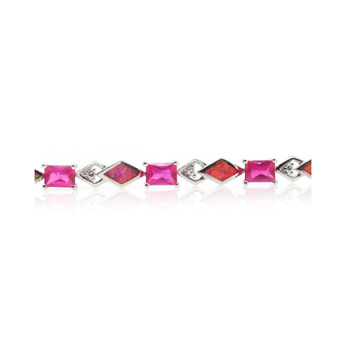 Dazzling Silver Opal and Sapphire Bracelet