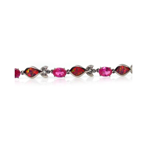 Pink Australian Opal with Pink Sapphire Bracelet
