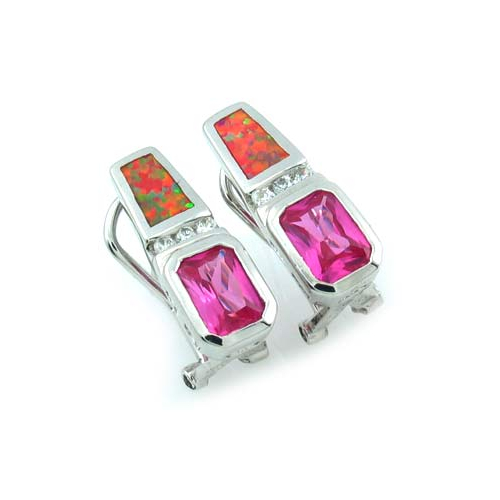 Pink Australian Opal with Pink Sapphire Earrings