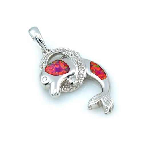 Pink Australian Opal Dolphin Pendant