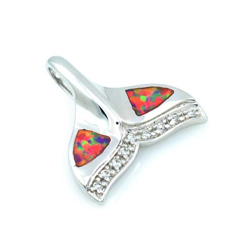 Pink Australian Opal Whale Tail Pendant