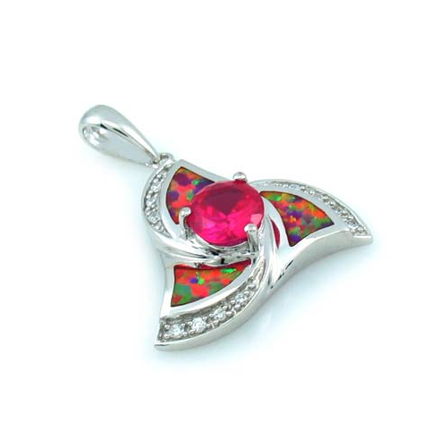 Glamorous Pink Australian Opal with Pink Sapphire Pendant