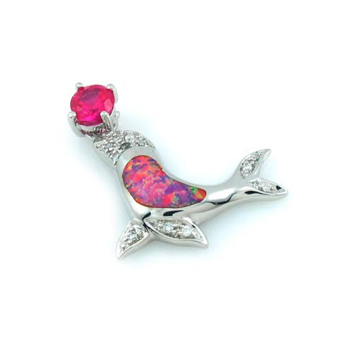 Pink Australian Opal Sea Lion Pendant