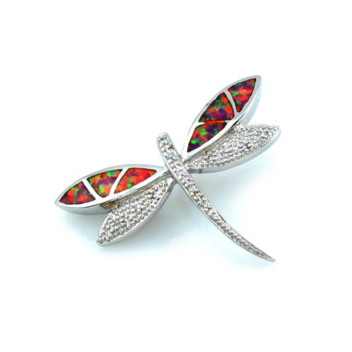 Pink Australian Opal Dragonfly Pendant