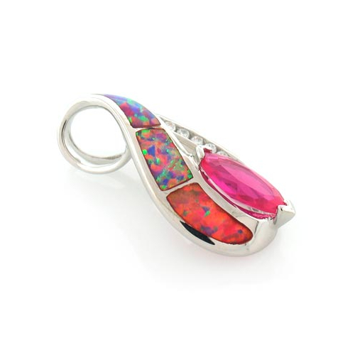 Pink Australian Opal with Pink Sapphire Pendant
