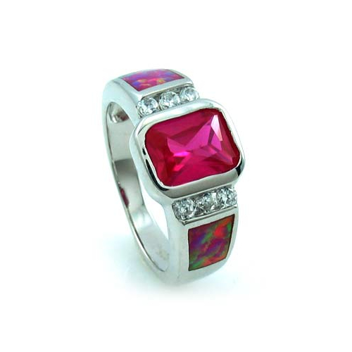 Ruby Ring with Australian Opal