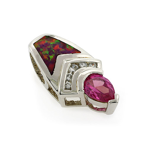 Free Shape-cut Opal Pendant with Pink Sapphire