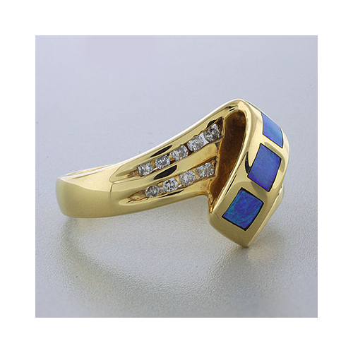 Inlaid Australian Opal Genuine Diamond Ring