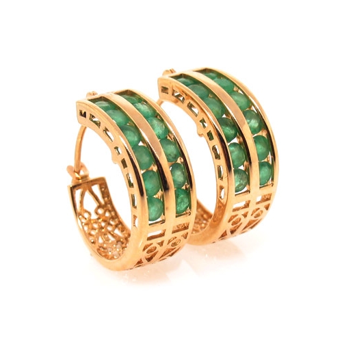 14K Gold Emerald Earrings