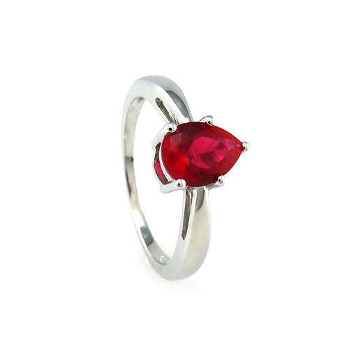 Ring With Red Ruby In Sterling Silver