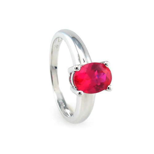 Ring With Ruby In Sterling Silver