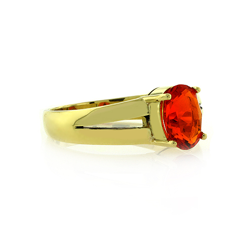 14K Yellow Gold Mexican Cherry Fire Opal Ring