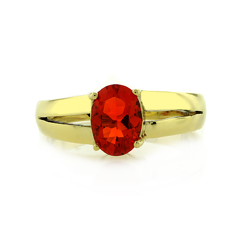 14K Yellow Gold Mexican Cherry Fire Opal Ring