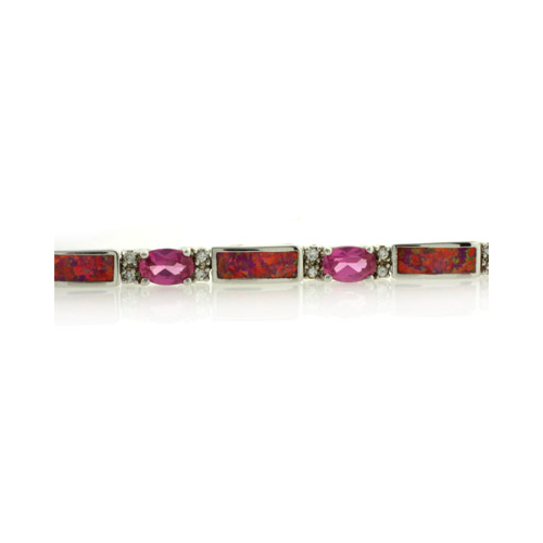Pink Australian Opal with Pink Sapphire Bracelet