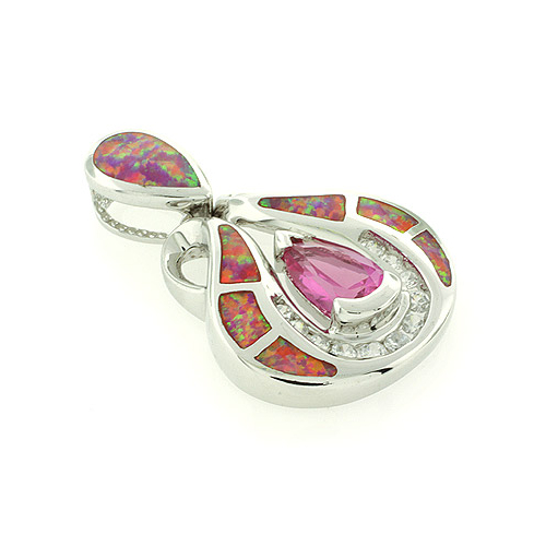 Australian Opal Pendant with Pink Sapphire