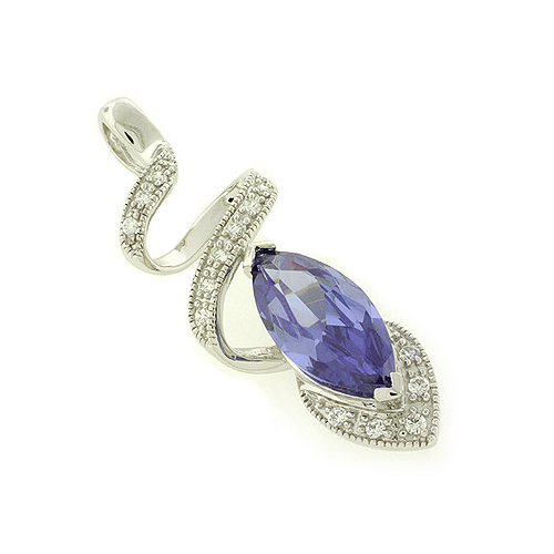 Marquise Cut Tanzanite Sterling Silver Pendant