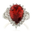Sterling Silver Pear Cut Fire Cherry Opal Ring