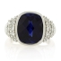 Sterling Silver Oval Cushion Cut Sapphire Ring