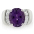 Huge Oval Cut Amethyst Silver Ring