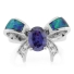 Bow Shape Australian Opal Ring with Tanzanite