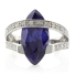 Marquise Cut Tanzanite Silver Big Heavy Ring