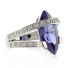 Marquise Cut Tanzanite Silver Big Heavy Ring
