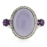 Genuine Pink Jade and Amethyst Silver Ring