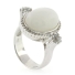 Genuine White Jade and Topaz Silver Ring