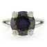Round Cut Silver Ring with Mystic Topaz