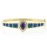 14K Yellow Gold Plated Opal and Tanzanite Silver Bangle