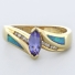 Natural Opal Ring 0.07 ct tw Diamonds 14K White Gold .43 ct Natural Tanzanite