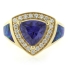 14k Gold Plated Blue Opal Ring with Tanzanite
