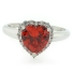 Heart Shape Mexican Fire Cherry Opal Silver Ring