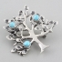 Turquoise Gemstone Silver Tree Pendant and Pin