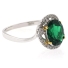 Beautiful Oval Cut Emerald Gold Prong Micro Pave Silver Ring