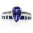 Solid 14k White Gold Australian Opal Ring with Tanzanite