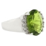 Huge Oval Cut Peridot Silver Ring