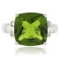 Peridot Cushion Cut Silver Ring