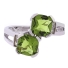 2 Stone Peridot Silver Ring