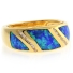 Blue Opal Gold Plated Silver Unisex Ring