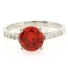 Solitaire with Accents Fire Opal Silver Ring