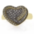 Gold Plated Sterling Silver Heart Shape Micro Pave Ring