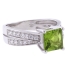 Princess Cut Peridot Silver Ring