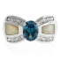 White Opal with Color Changing Alexandrite Silver Ring