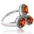 3 Oval Cut Fire Cherry Opal .925 Sterling Silver Ring