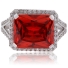 Huge Emerald Cut Fire Cherry Opal Sterling Silver Ring