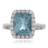 Aquamarine Emerald Cut Sterling Silver Ring