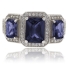 Beautiful 3 Emerald Cut Tanzanite .925 Sterling Silver Ring