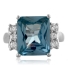 Big Aquamarine Emerald Cut Silver Ring