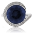 Big Round Cut Tanzanite .925 Sterling Silver Ring